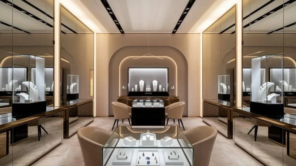 Jewelry showcase lighting